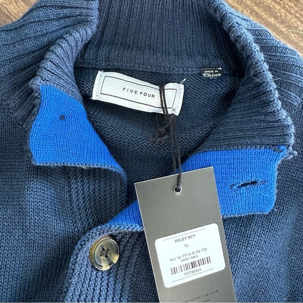 NEW Five Four Men's Wiley Button Front Cardigan Sweater, Navy, XL